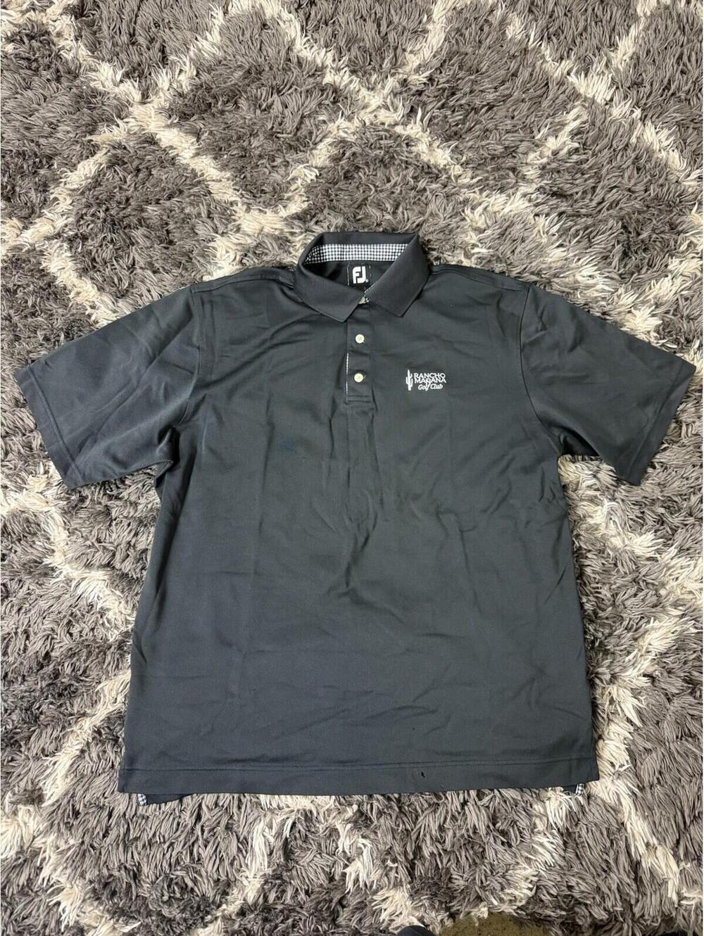 FootJoy Golf Polo Shirt Mens XL Black Preppy Classic Embroidered Button Up